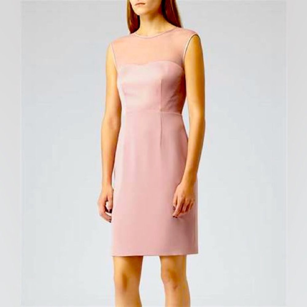 REISS Ammy Illusion Sheath Dress in Pink 0